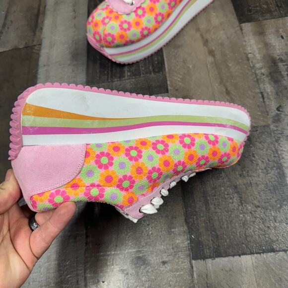 Sugar Thrillz Dolls Kill Groove With Me Floral Striped Platform Sneakers Size 10 - Picture 11 of 16